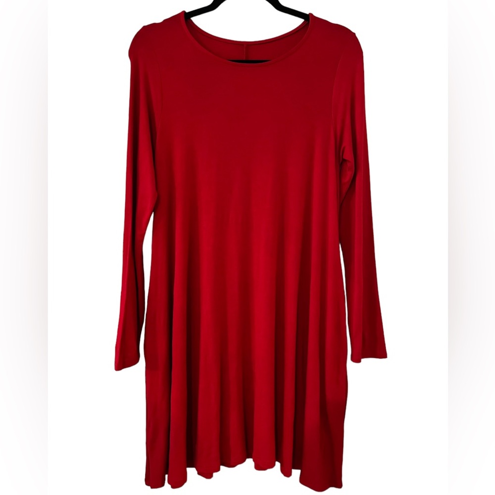 Zanana Outfitters Red Long Sleeve Swing Dress w/ Pockets